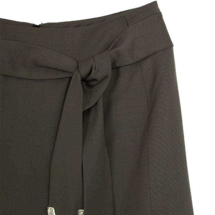 Pre Owned Celine Green Wool A-Line Skirt M