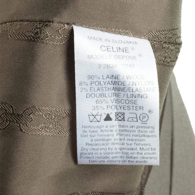 Pre Owned Celine Green Wool A-Line Skirt M