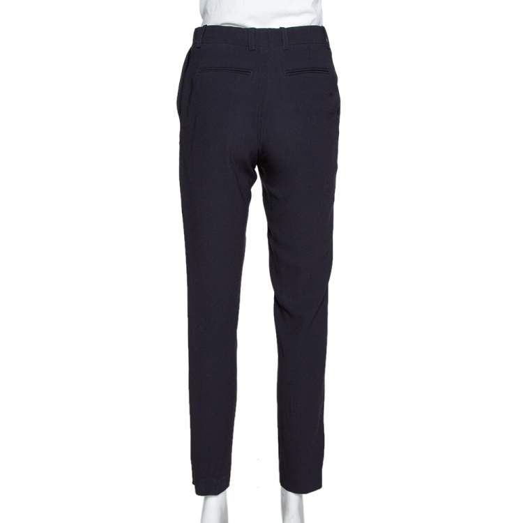 Pre Owned Celine Navy Blue Crepe Tailored Trousers S
