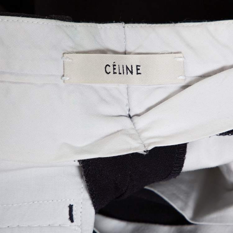 Pre Owned Celine Navy Blue Crepe Tailored Trousers S