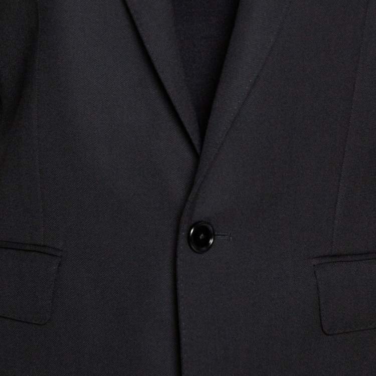 Pre Owned Celine Black Textured Wool Pant Suit M 