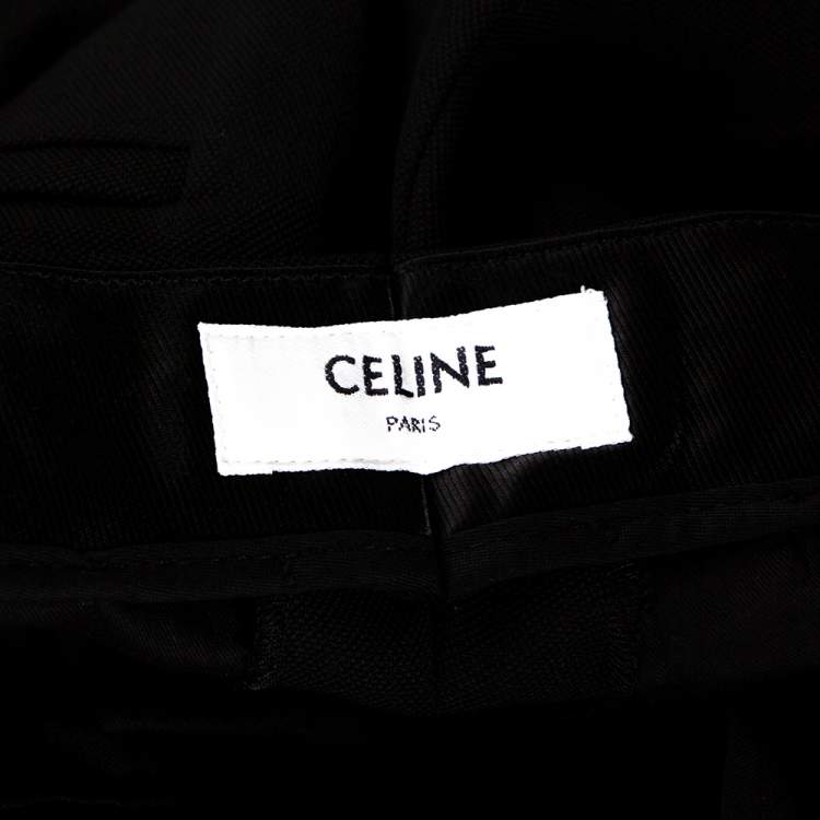 Pre Owned Celine Black Textured Wool Pant Suit M 