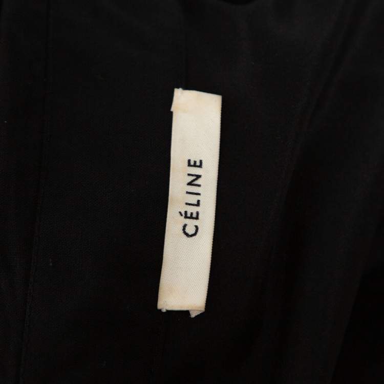 Pre Owned Celine Black Wool Belted Shirt Dress S