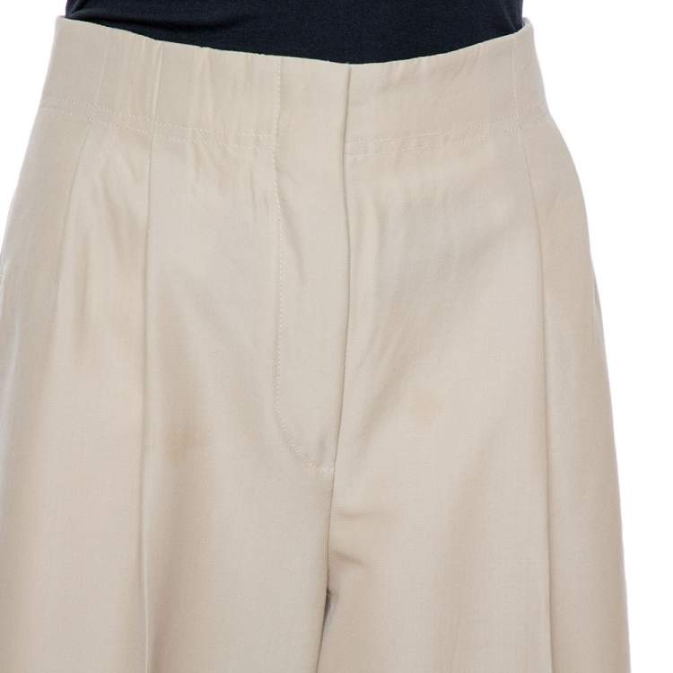 مملوكة مسبقًا Celine Beige Wool High Waist Trousers S