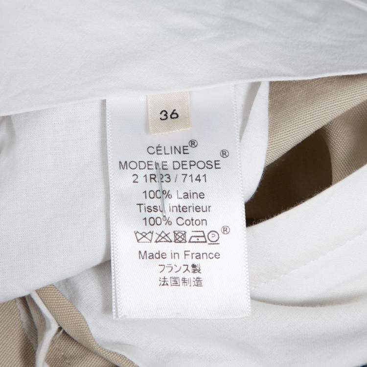 مملوكة مسبقًا Celine Beige Wool High Waist Trousers S