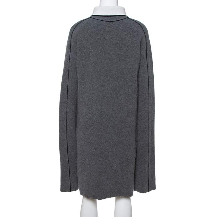 Pre Owned Celine Grey Wool Contrast Turtle Neck Sweater Dress S
