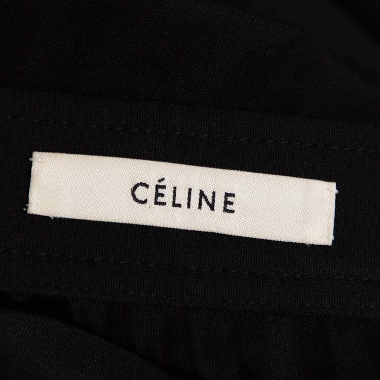 مملوكة مسبقًا Celine Black Wool Pleated Midi Skirt S