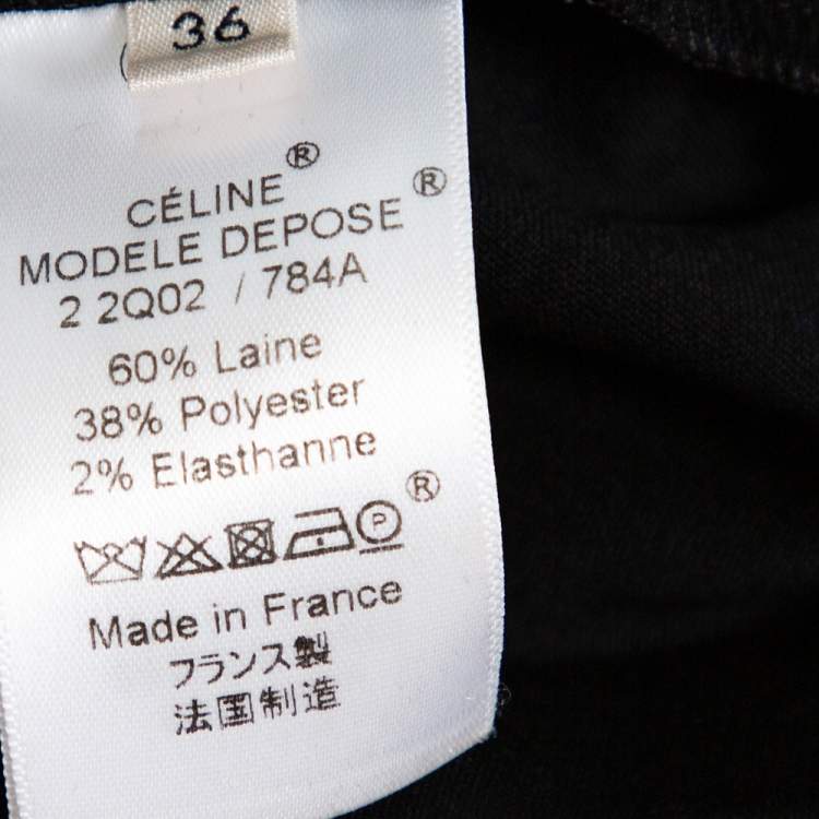 مملوكة مسبقًا Celine Black Wool Pleated Midi Skirt S