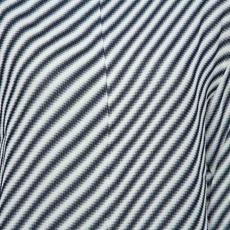 Pre Owned Celine Black Diagonal Stripe Textured Turtle Neck Top S