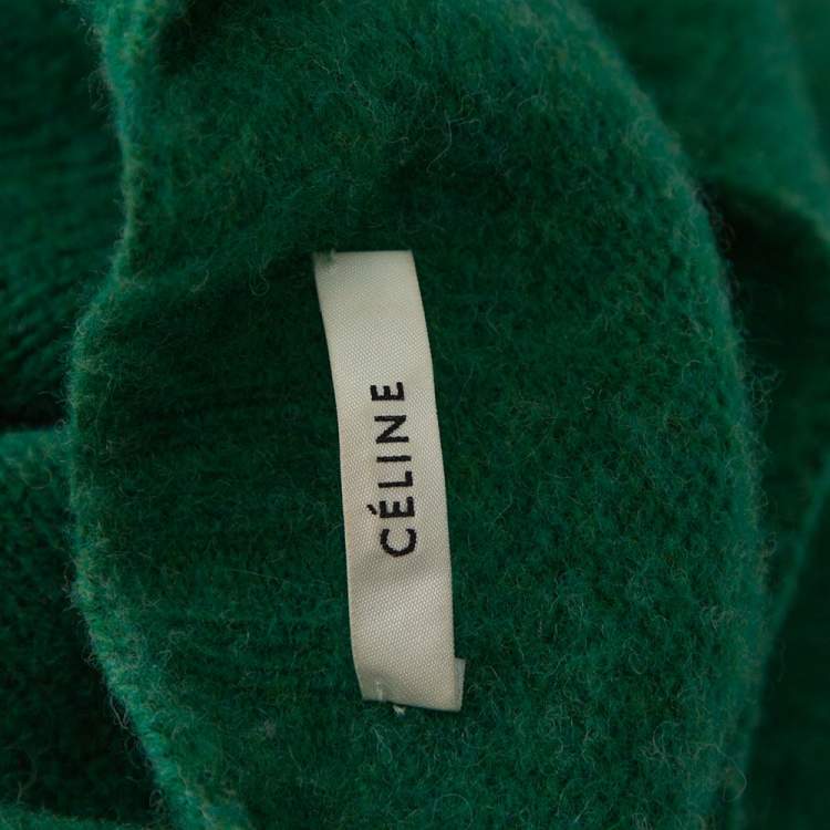 Pre Owned Celine Green Wool Knit Crew Neck Sweater S