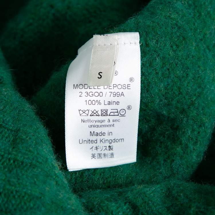 Pre Owned Celine Green Wool Knit Crew Neck Sweater S