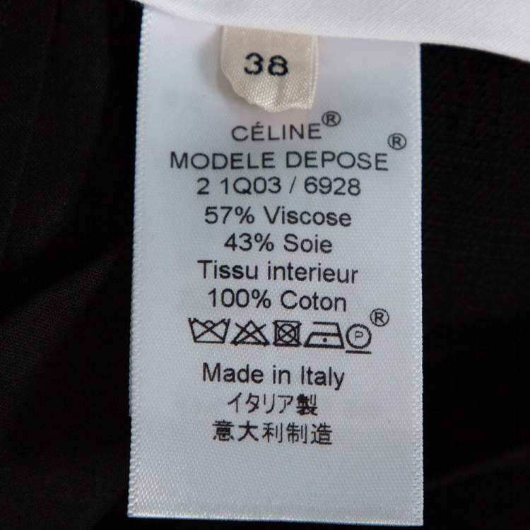 Pre Owned Celine Black Silk Blend Wide Leg Pants M
