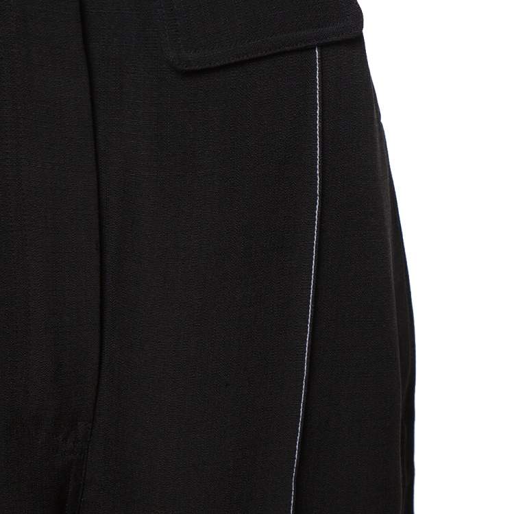 Pre Owned Celine Black Silk Blend Wide Leg Pants M