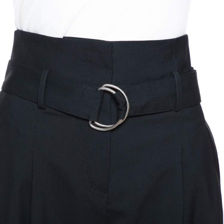 Pre Owned Celine Black Wool High Waist Tapered Trousers S