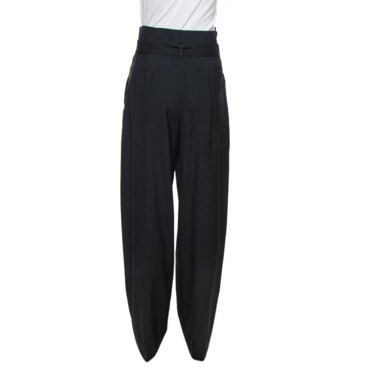 Pre Owned Celine Black Wool High Waist Tapered Trousers S