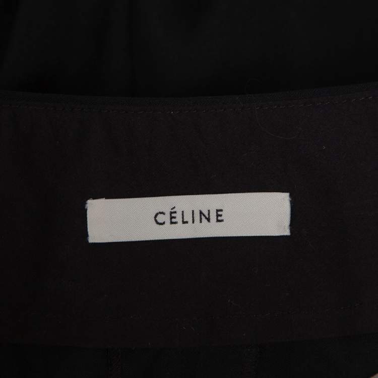 Pre Owned Celine Black Wool High Waist Tapered Trousers S