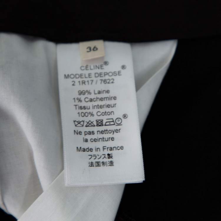 Pre Owned Celine Black Wool High Waist Tapered Trousers S