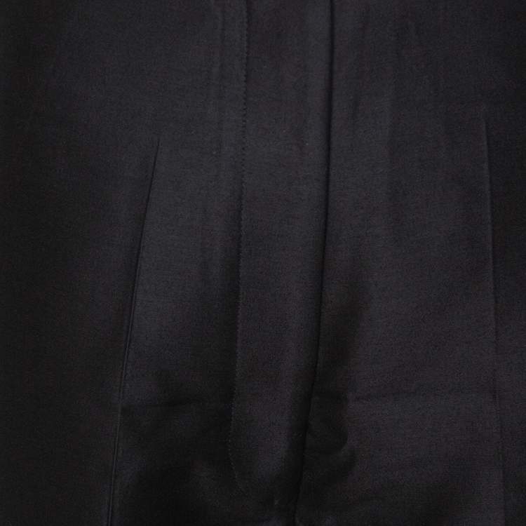 Pre Owned Celine Black Wool & Silk High Waist Tapered Trousers S