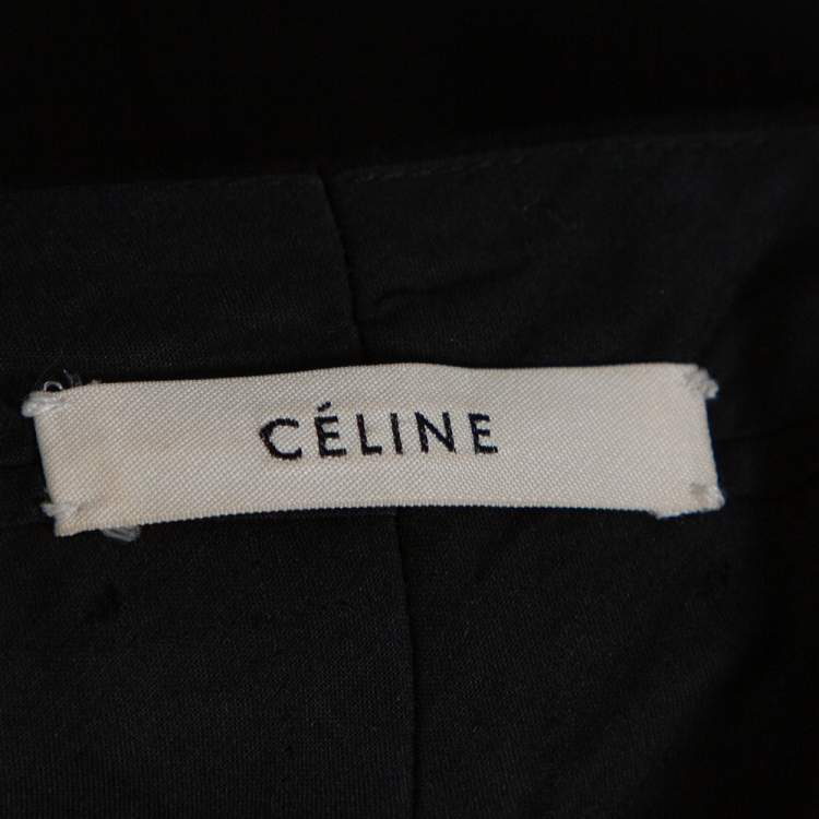 Pre Owned Celine Black Wool & Silk High Waist Tapered Trousers S
