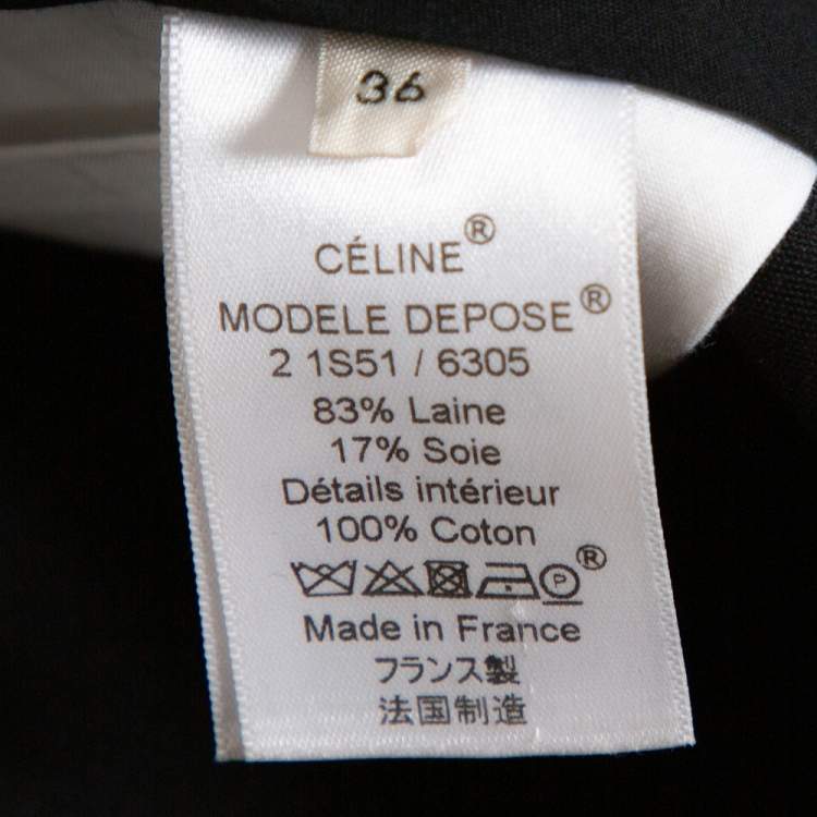 Pre Owned Celine Black Wool & Silk High Waist Tapered Trousers S