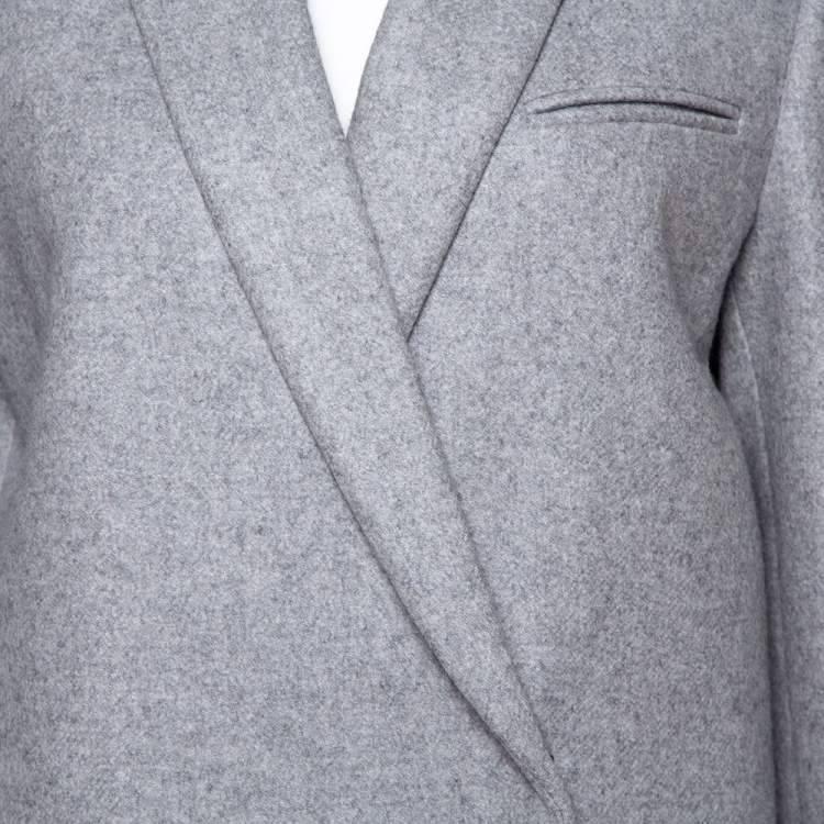 Pre Owned Celine Grey Cashmere Open Front Long Coat L