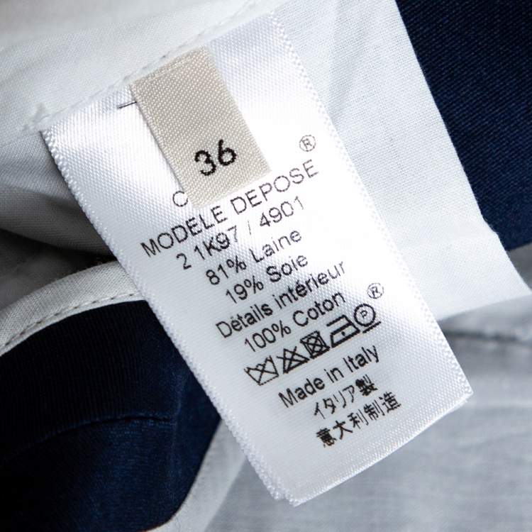 Pre Owned Celine Navy Blue Wool & Silk Tapered Trousers S