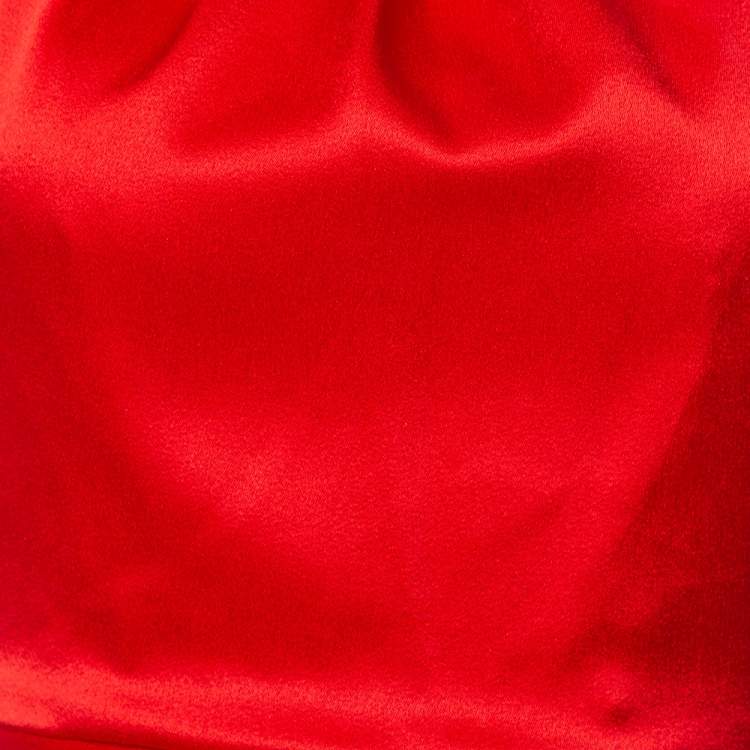 Pre Owned Celine Red Satin Open Back Bow Tie Waist Dress S
