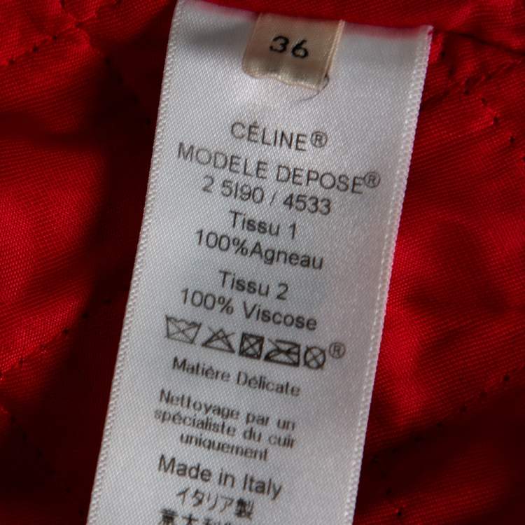 Pre Owned Celine Burgundy Leather Biker Jacket S 