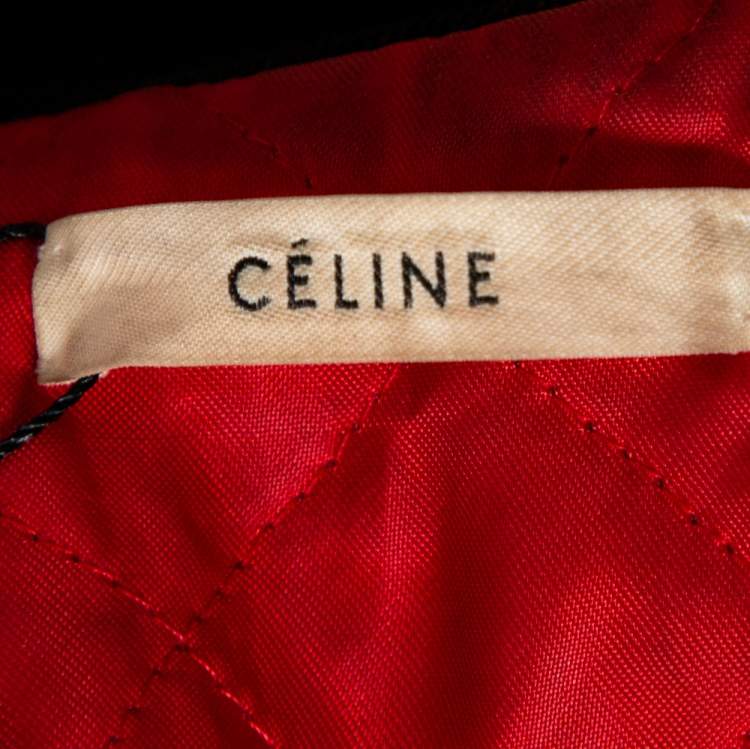 Pre Owned Celine Burgundy Leather Biker Jacket S 