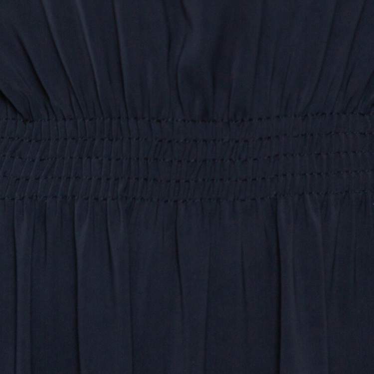 Pre Owned Celine Navy Blue Scoop Neck Full Sleeve Midi Dress M