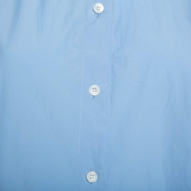 Pre Owned Celine Blue Cotton Paneled Oversized Shirt M 