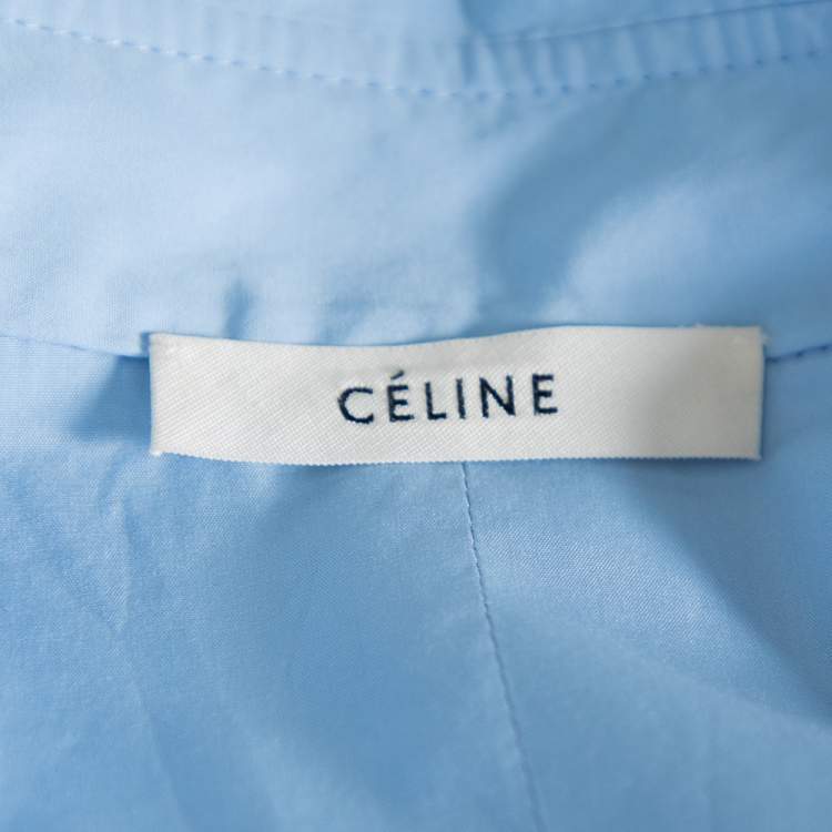 Pre Owned Celine Blue Cotton Paneled Oversized Shirt M 