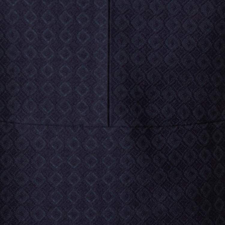 Pre Owned Celine Navy Blue Brocade Sleeveless Sheath Dress S