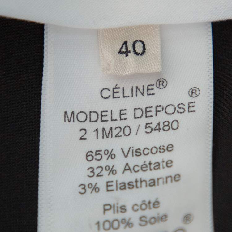 Pre Owned Celine Black Crepe Zip Detail Tapered Leg Trousers M