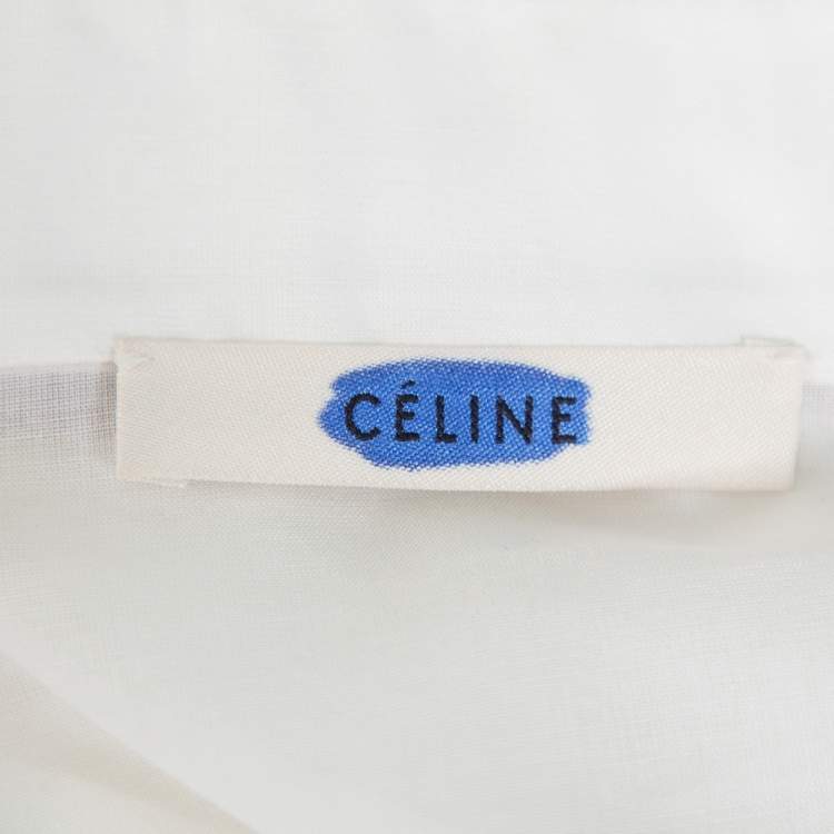 Pre Owned Celine White Cotton Contrast Trim Detail Button Front Phoebe Philo Long Shirt M