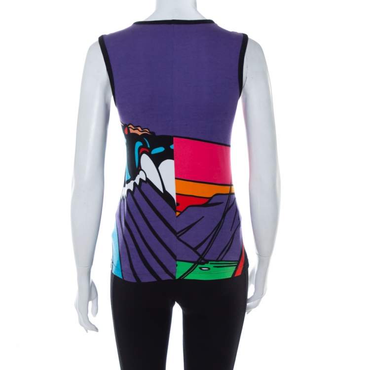 Pre Owned Celine Multicolor Cotton Guy Peellaert Graphic Monogram Top S