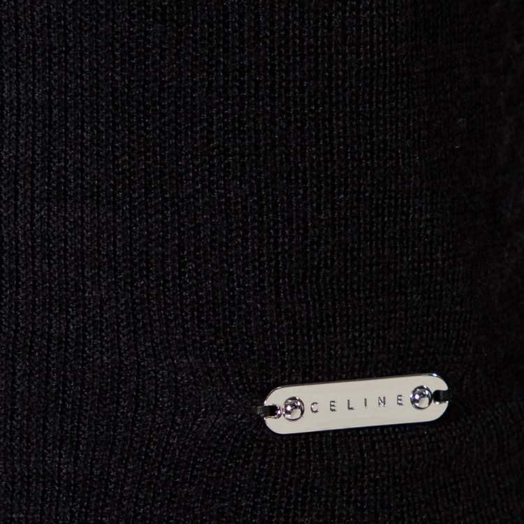 Pre Owned Celine Black Cashmere & Silk Button Front Cardigan M