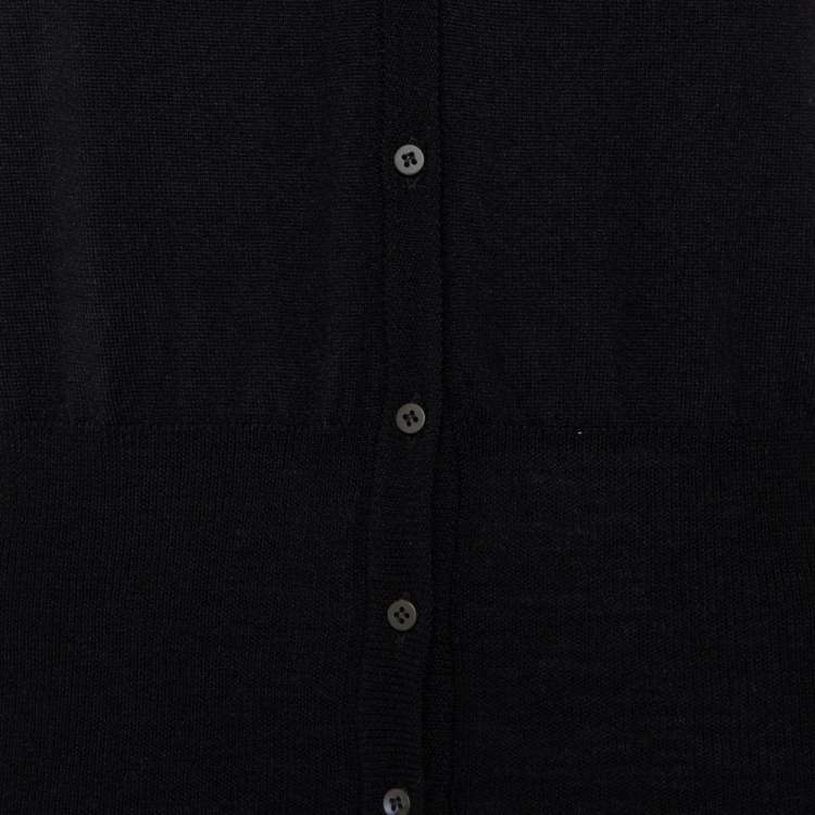 Pre Owned Celine Black Cashmere & Silk Button Front Cardigan M