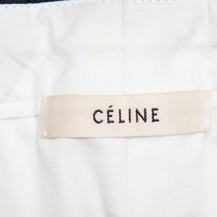 Pre Owned Celine Navy Blue Wool Tapered Leg Pants S