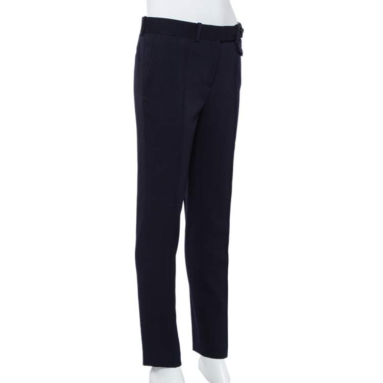 Pre Owned Celine Navy Blue Wool Tapered Leg Pants S