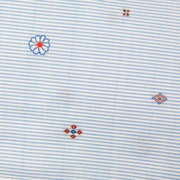 Pre Owned Celine Blue Striped Cotton Embroidered Asymmetric Hem Shirt Dress M
