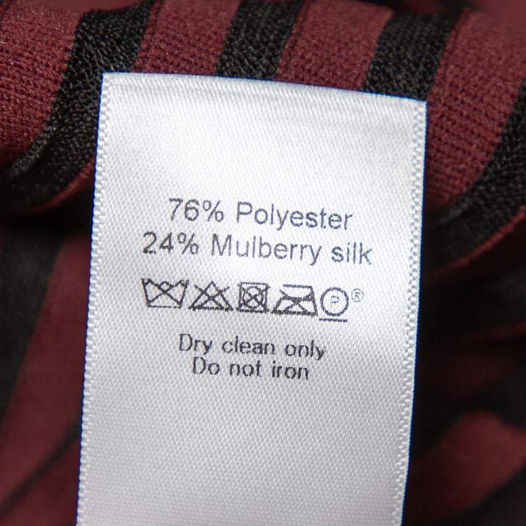 Pre Owned Celine Burgundy Striped Knit Structured Neck Detail Top S
