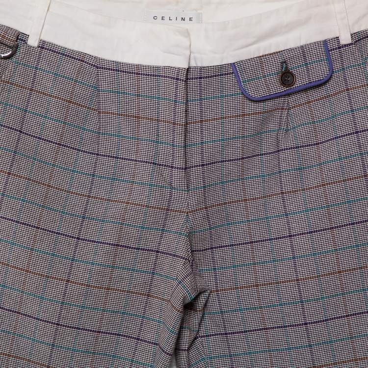 Pre Owned Celine Vintage Grey Micro Check Pattern Cotton Shorts S