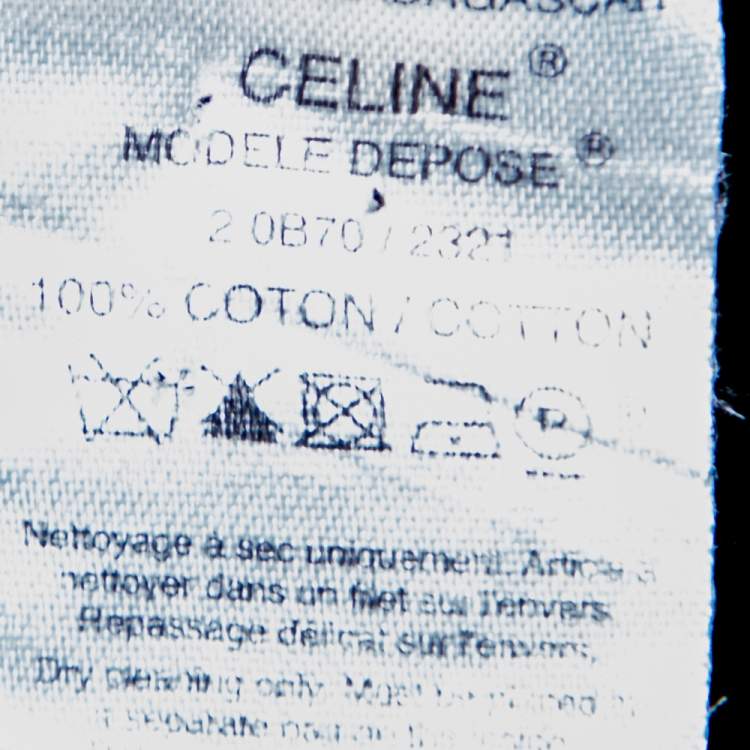 Pre Owned Celine White Cotton Ruffled Neck Detail Shirt M