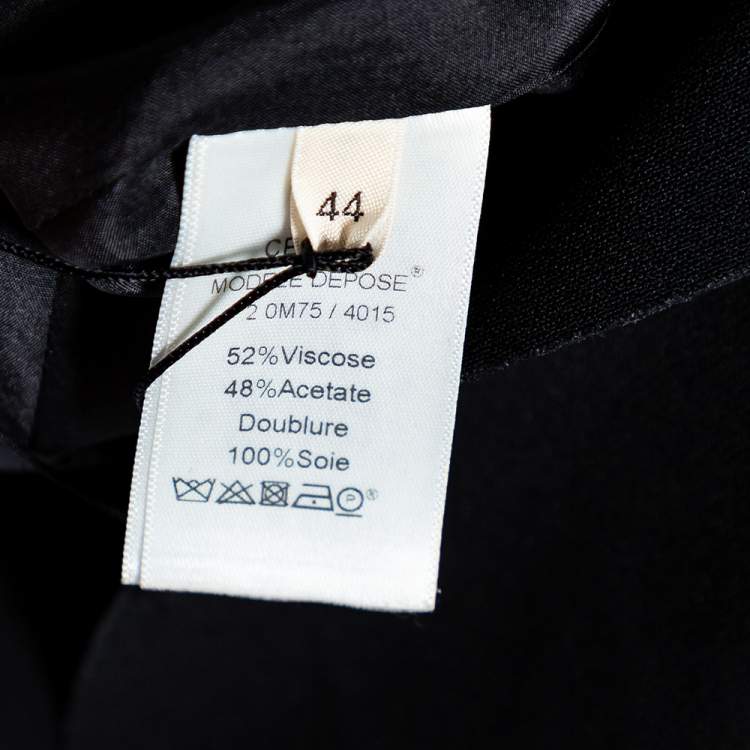 Pre Owned Celine Black Crepe Peplum Detailed Top L