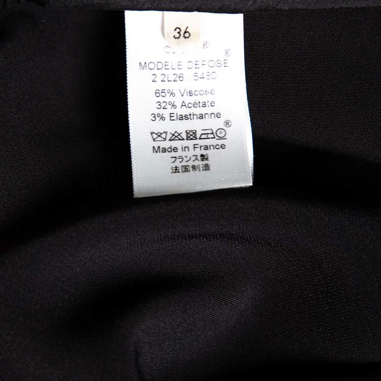 Pre Owned Celine Black Crepe Pleated Detail Asymmetrical Hem Midi Skirt S
