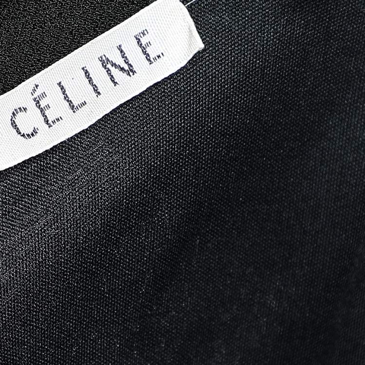 Pre Owned Celine Black Crepe & Silk Cut-Out Back Detailed Long Sleeve Dress M