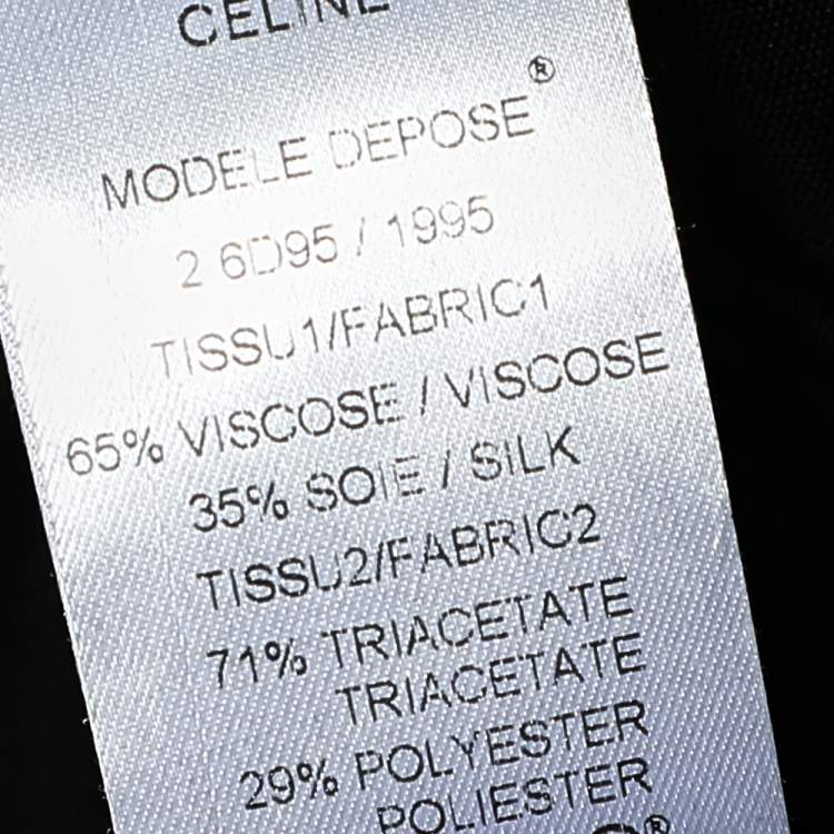 Pre Owned Celine Black Crepe & Silk Cut-Out Back Detailed Long Sleeve Dress M