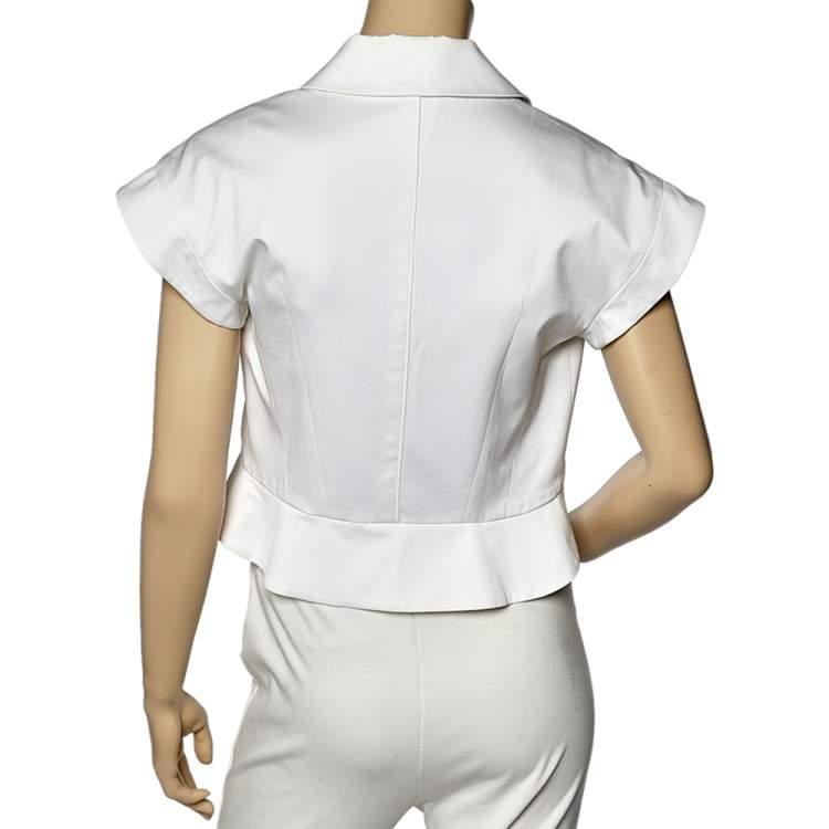 Pre Owned Celine Off-White Cotton Button Front Vest M
