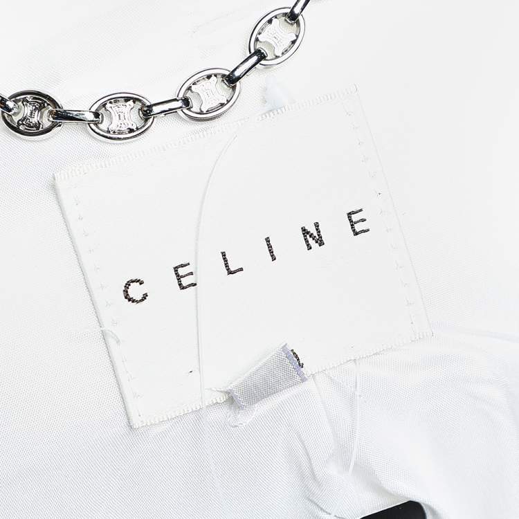 Pre Owned Celine Off-White Cotton Button Front Vest M